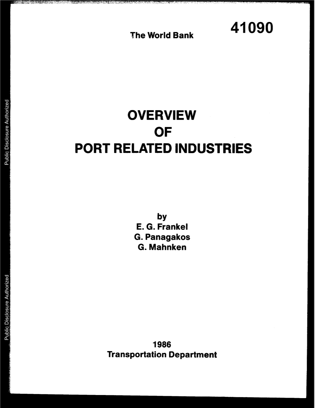 OVERVIEW of PORT RELATED INDUSTRIES Public Disclosure Authorized