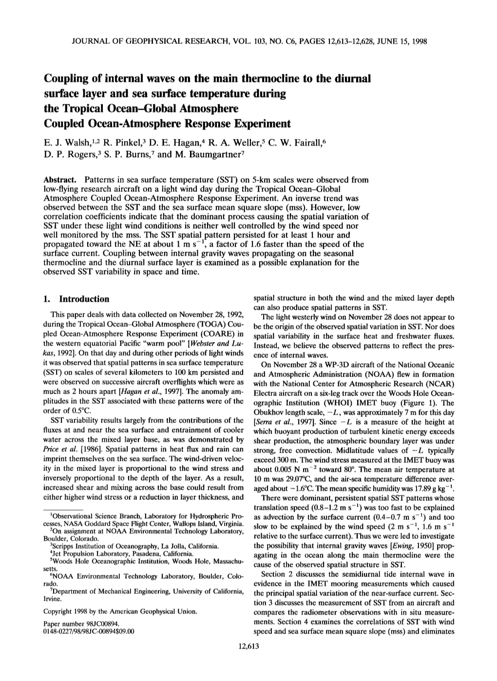 Coupling of Internal Waves on the Main Thermocline to the Diurnal