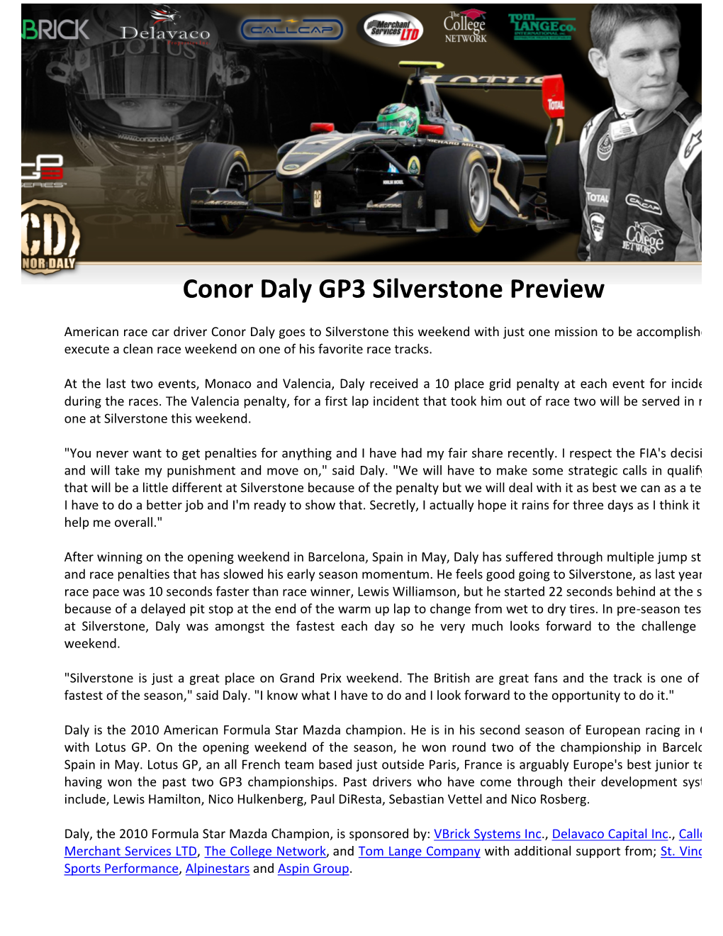 Conor Daly GP3 Silverstone Preview