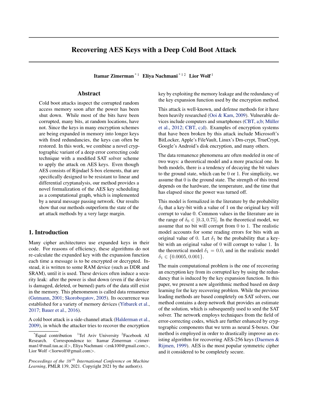 Recovering AES Keys with a Deep Cold Boot Attack