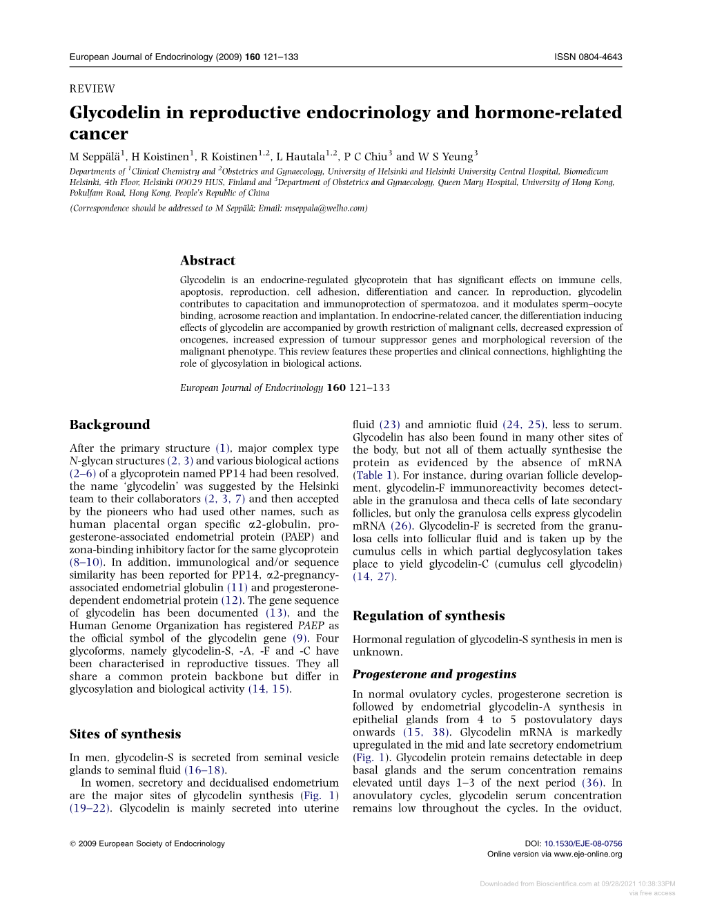 Glycodelin in Reproductive Endocrinology and Hormone-Related Cancer