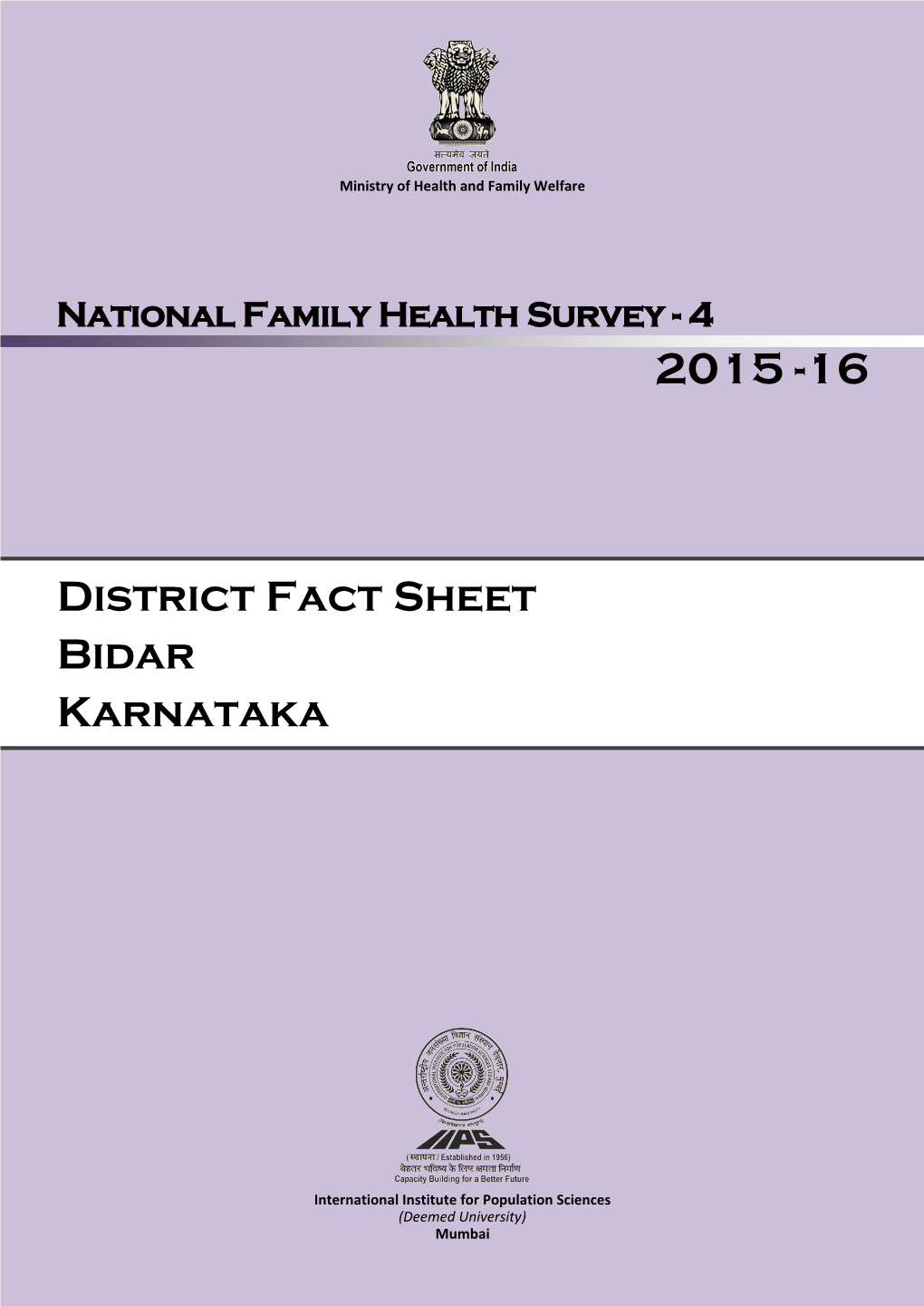 District Fact Sheet Bidar Karnataka