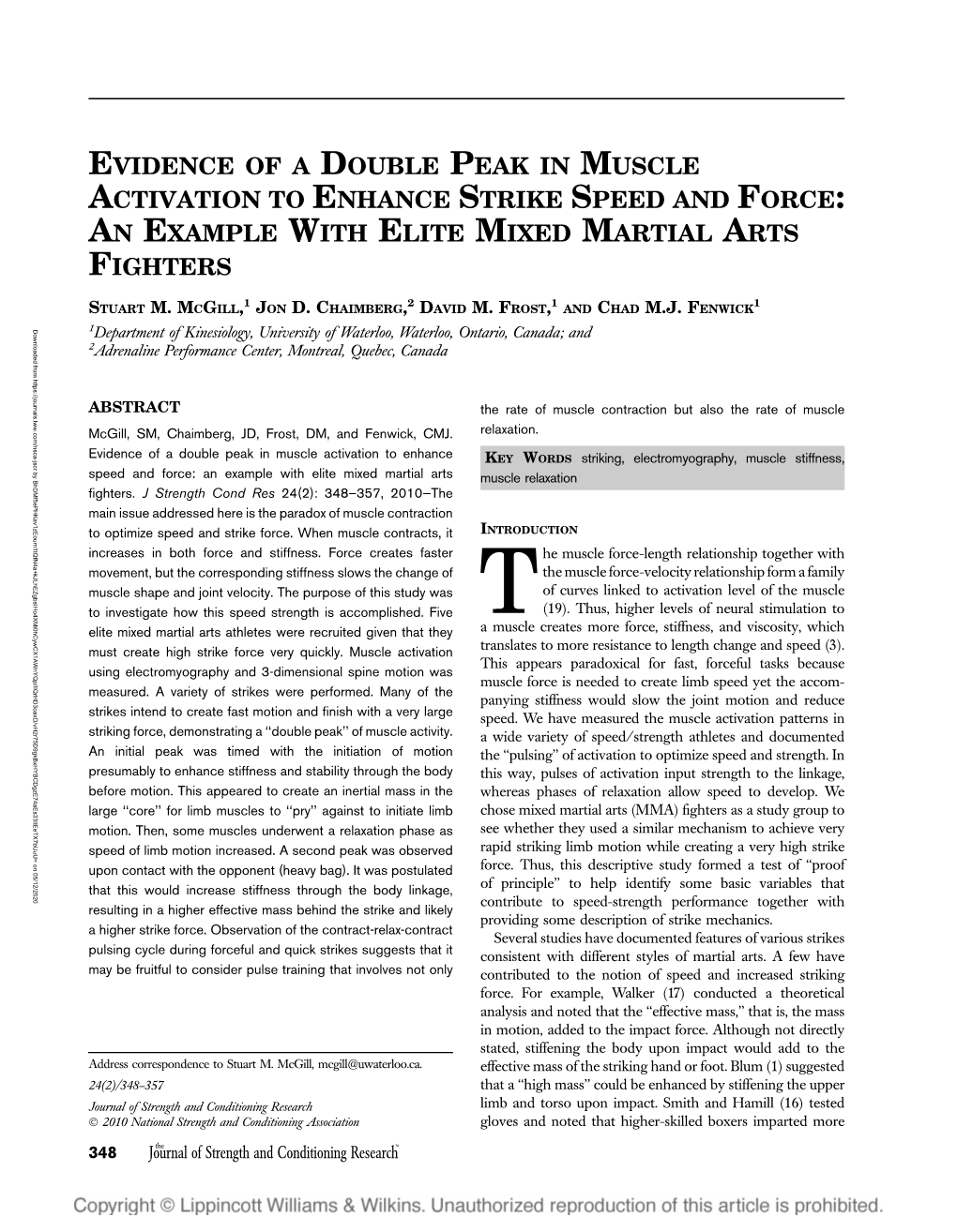 Evidence of a Double Peak in Muscle Activation Study