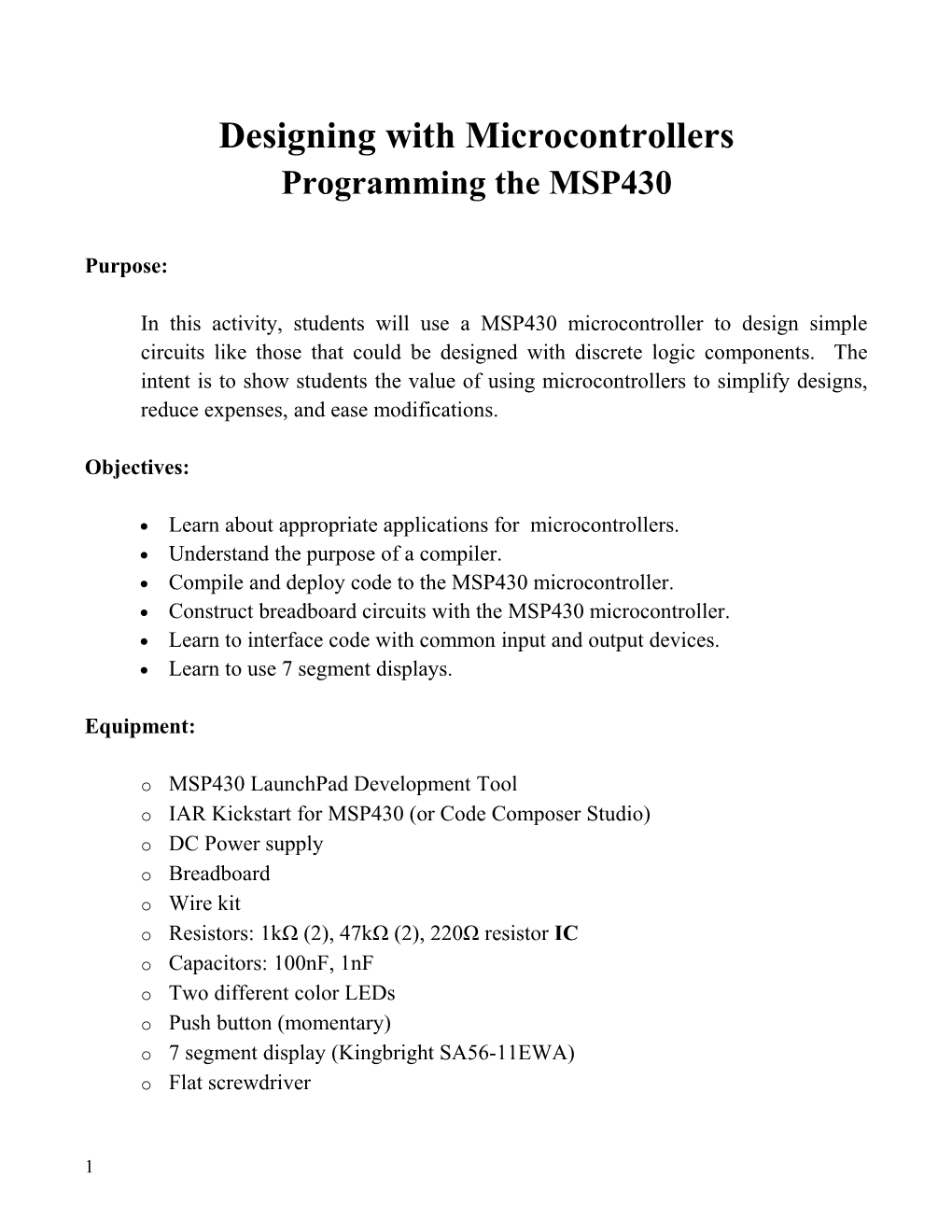 Designing with Microcontrollers