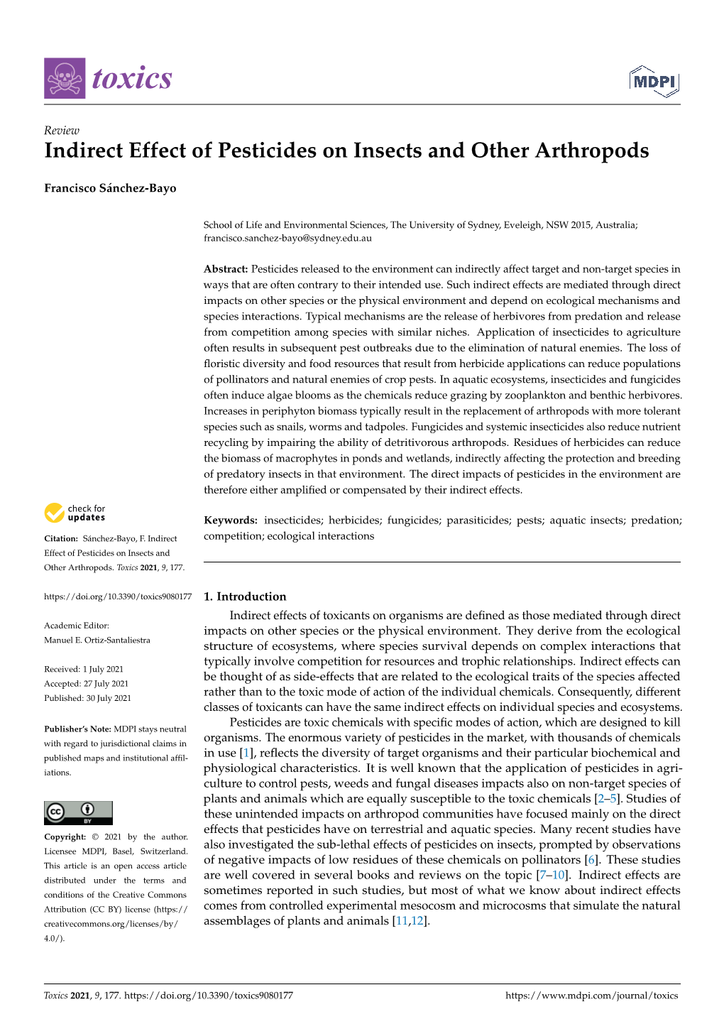 Indirect Effect of Pesticides on Insects and Other Arthropods