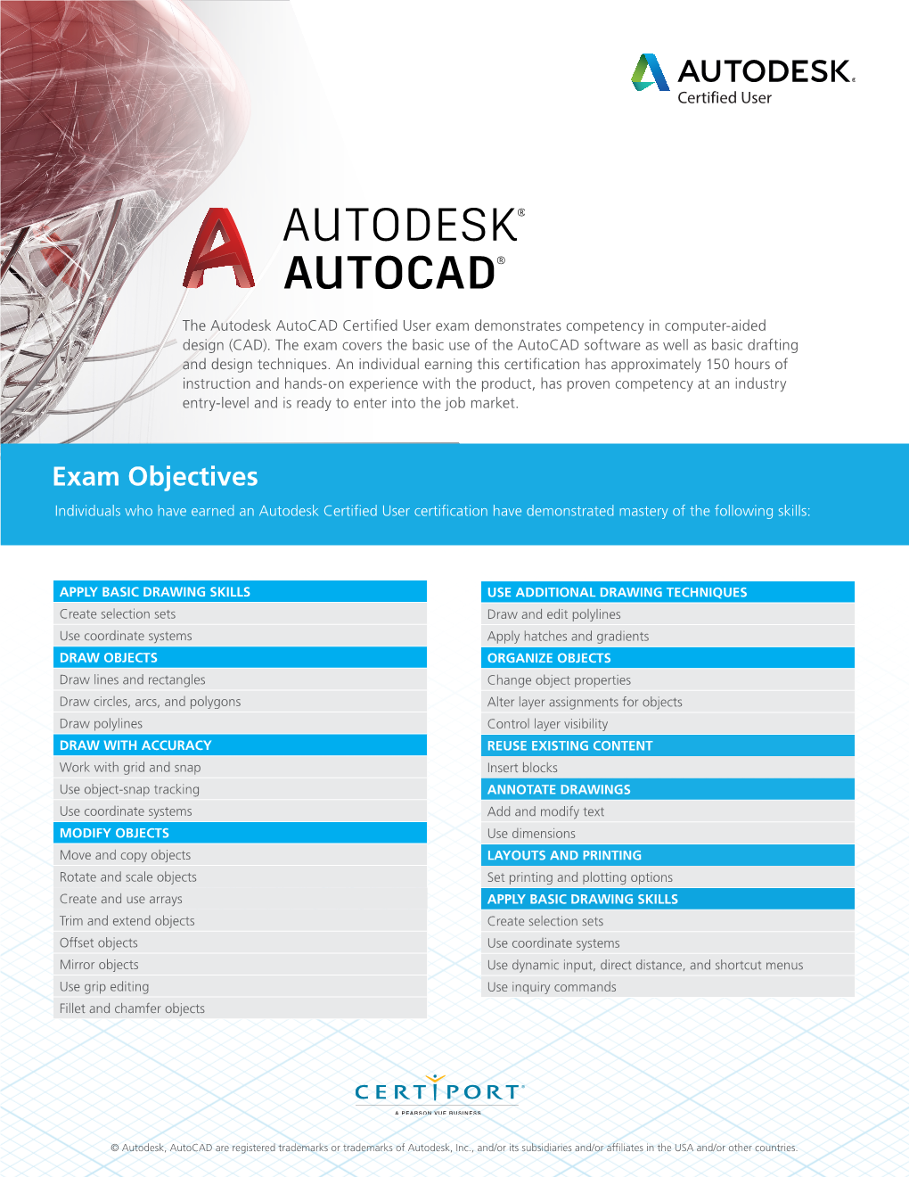 Autocad Certified User Exam Demonstrates Competency in Computer-Aided Design (CAD)