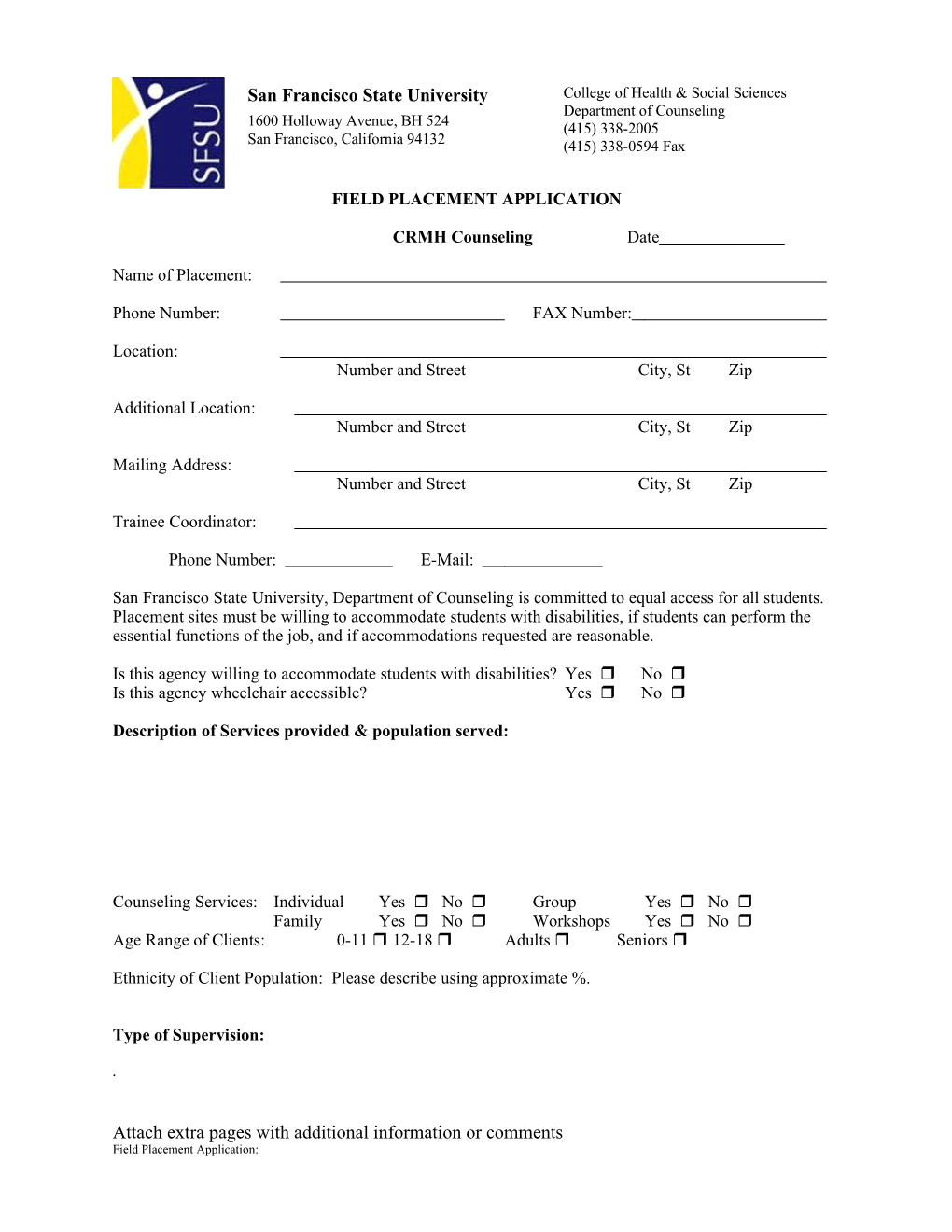 Field Placement Application