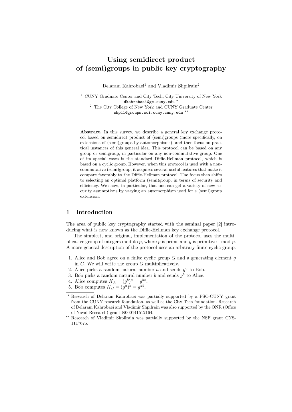 Using Semidirect Product of (Semi)Groups in Public Key Cryptography