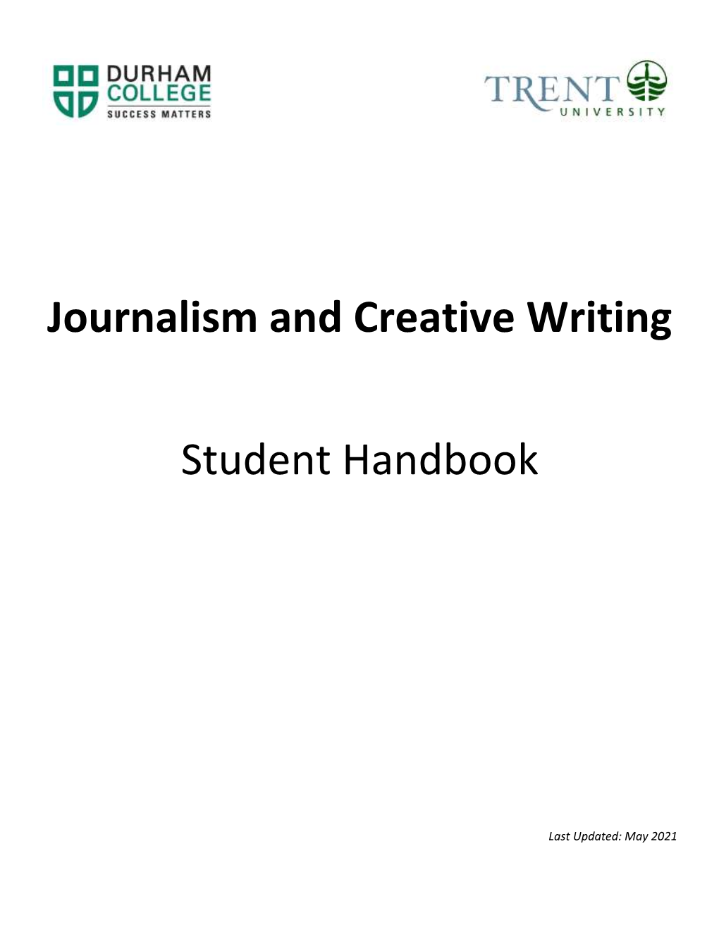 Journalism and Creative Writing Student Handbook