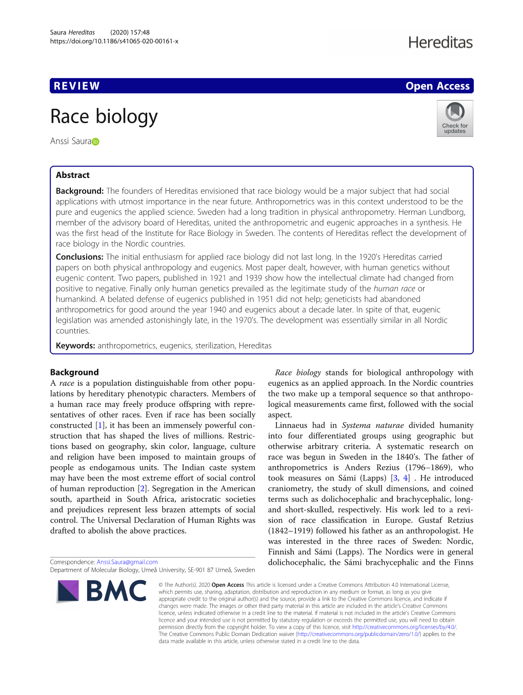 Race Biology Anssi Saura