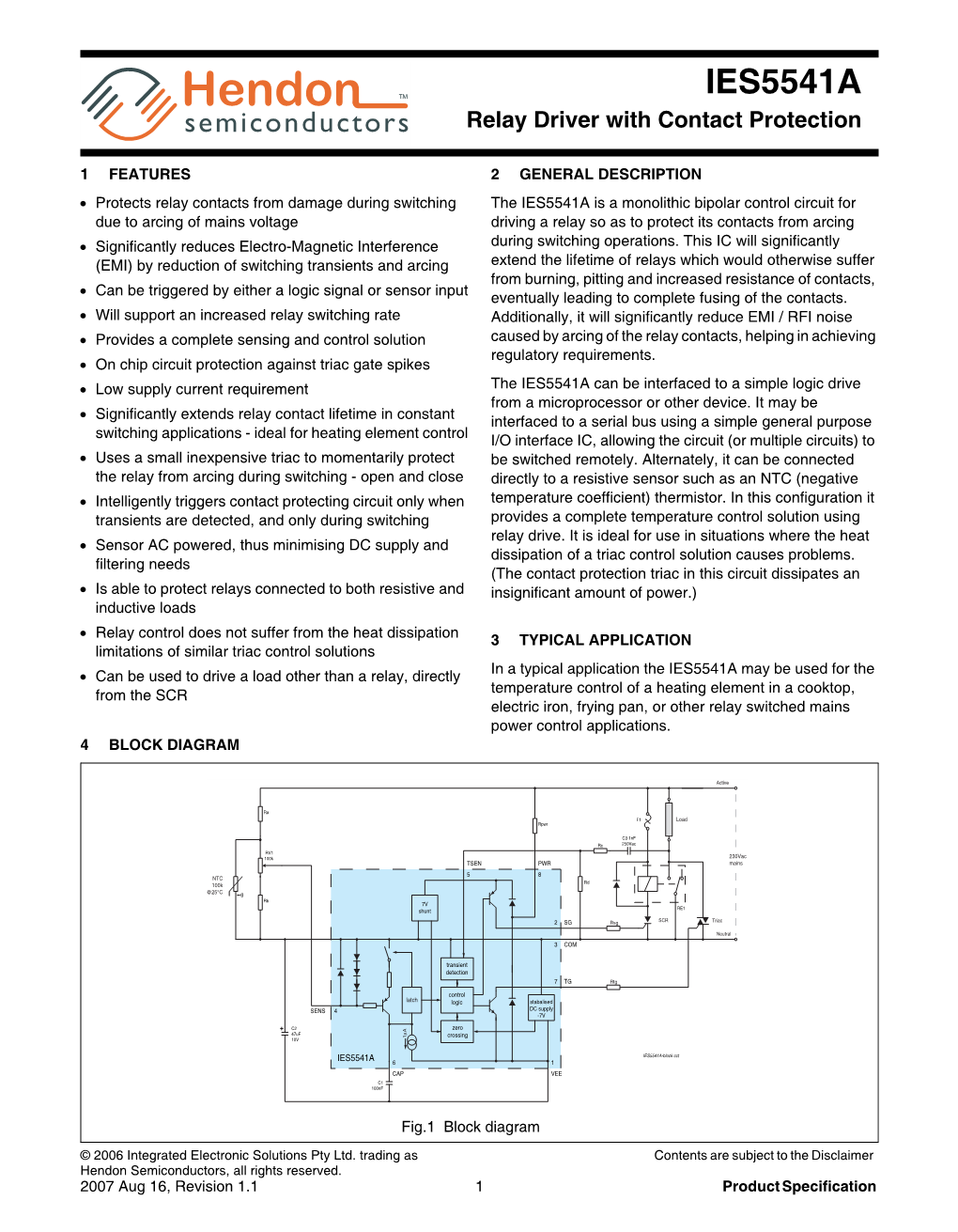 IES5541A Relay Driver with Contact Protection