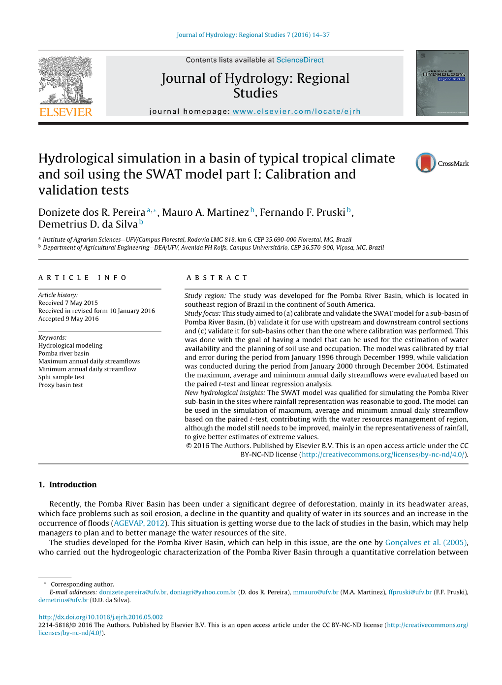 Calibration and Validation of the Model in This Section; (2) Application of the Calibrated Model