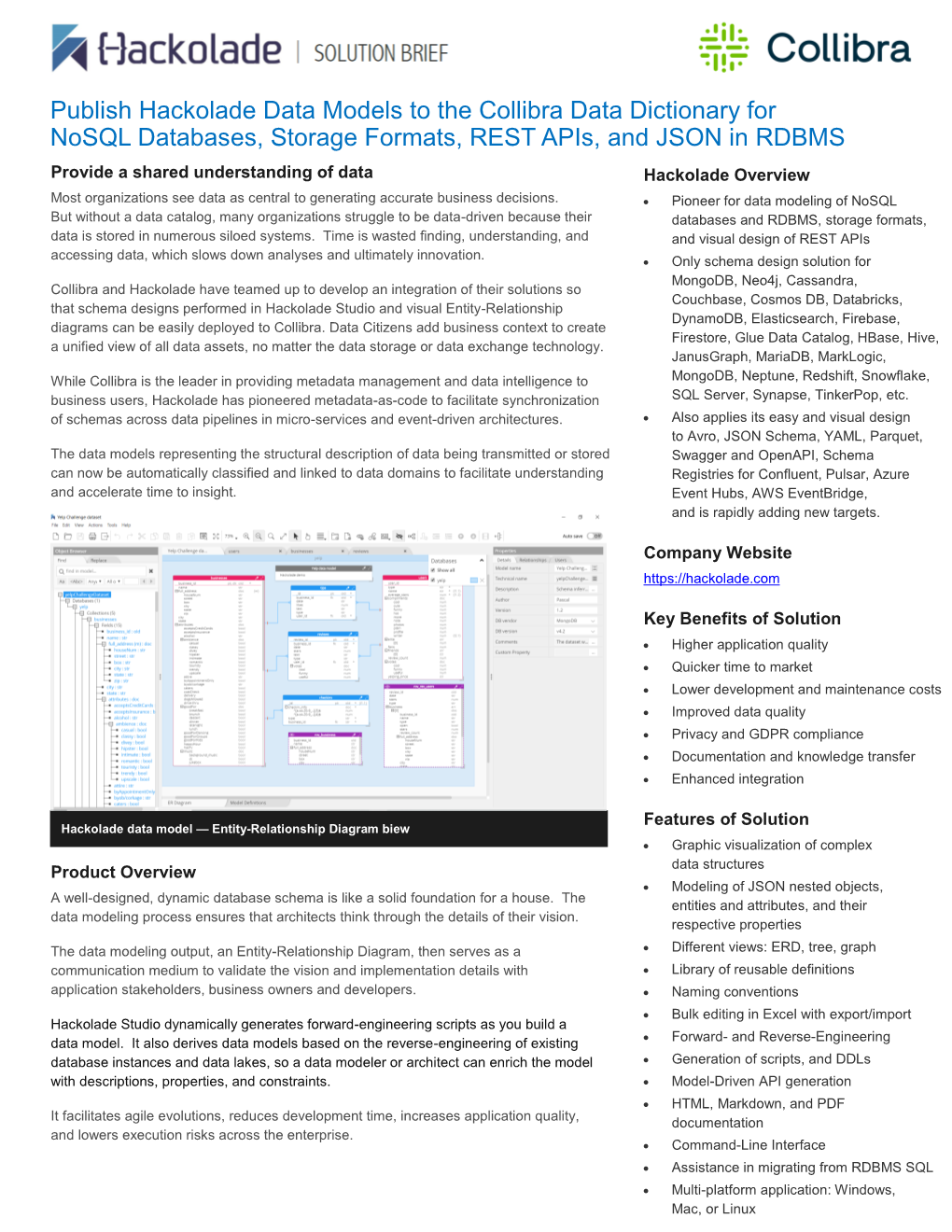 Publish Hackolade Data Models to the Collibra Data Dictionary for Nosql