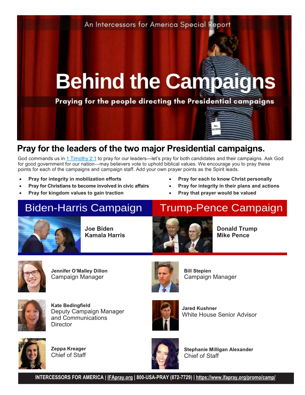 Pray for the Leaders of the Two Major Presidential Campaigns