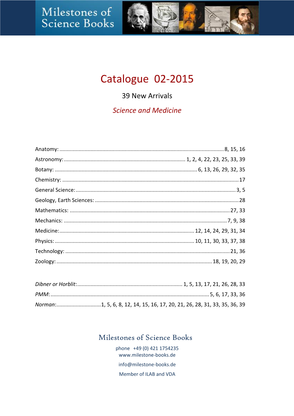 Catalogue 02-2015 39 New Arrivals Science and Medicine