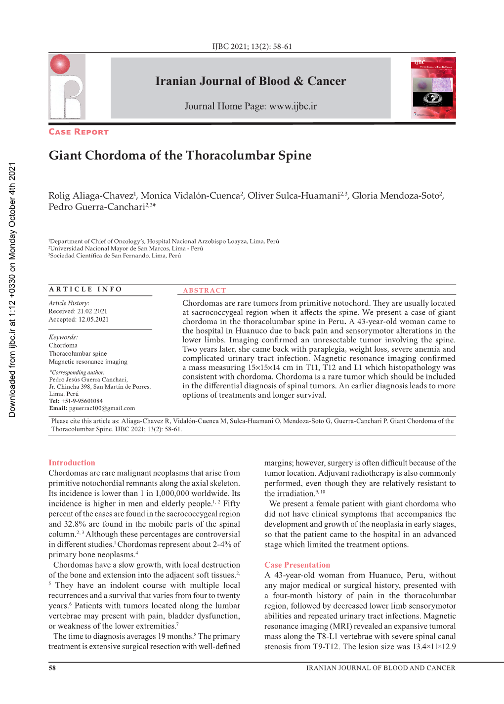 Giant Chordoma of the Thoracolumbar Spine