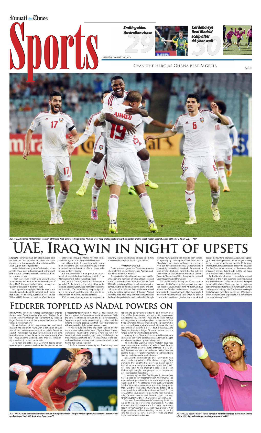 UAE, Iraq Win in Night of Upsets
