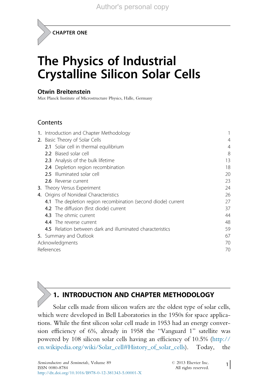 The Physics of Industrial Crystalline Silicon Solar Cells