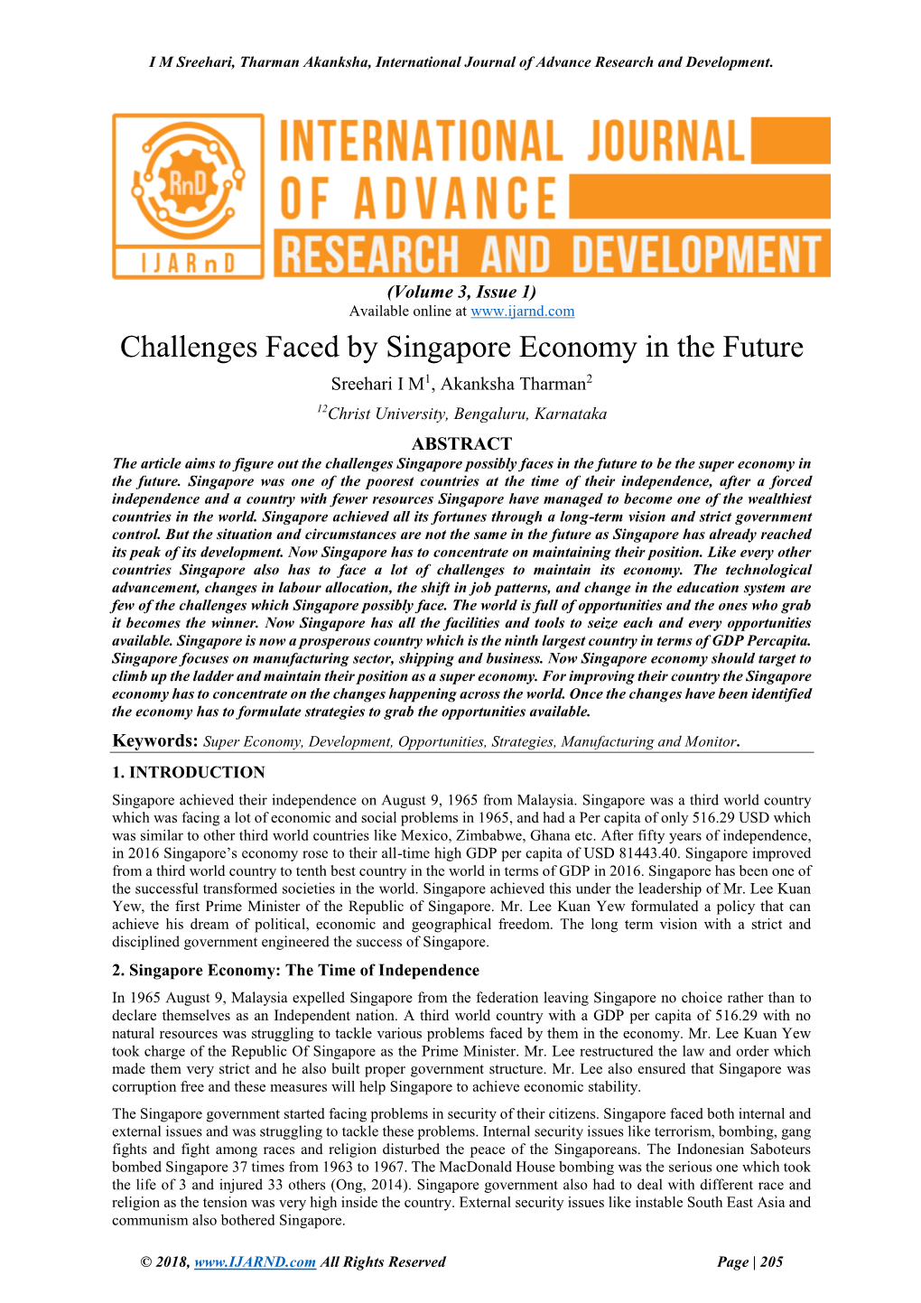 Challenges Faced by Singapore Economy in the Future