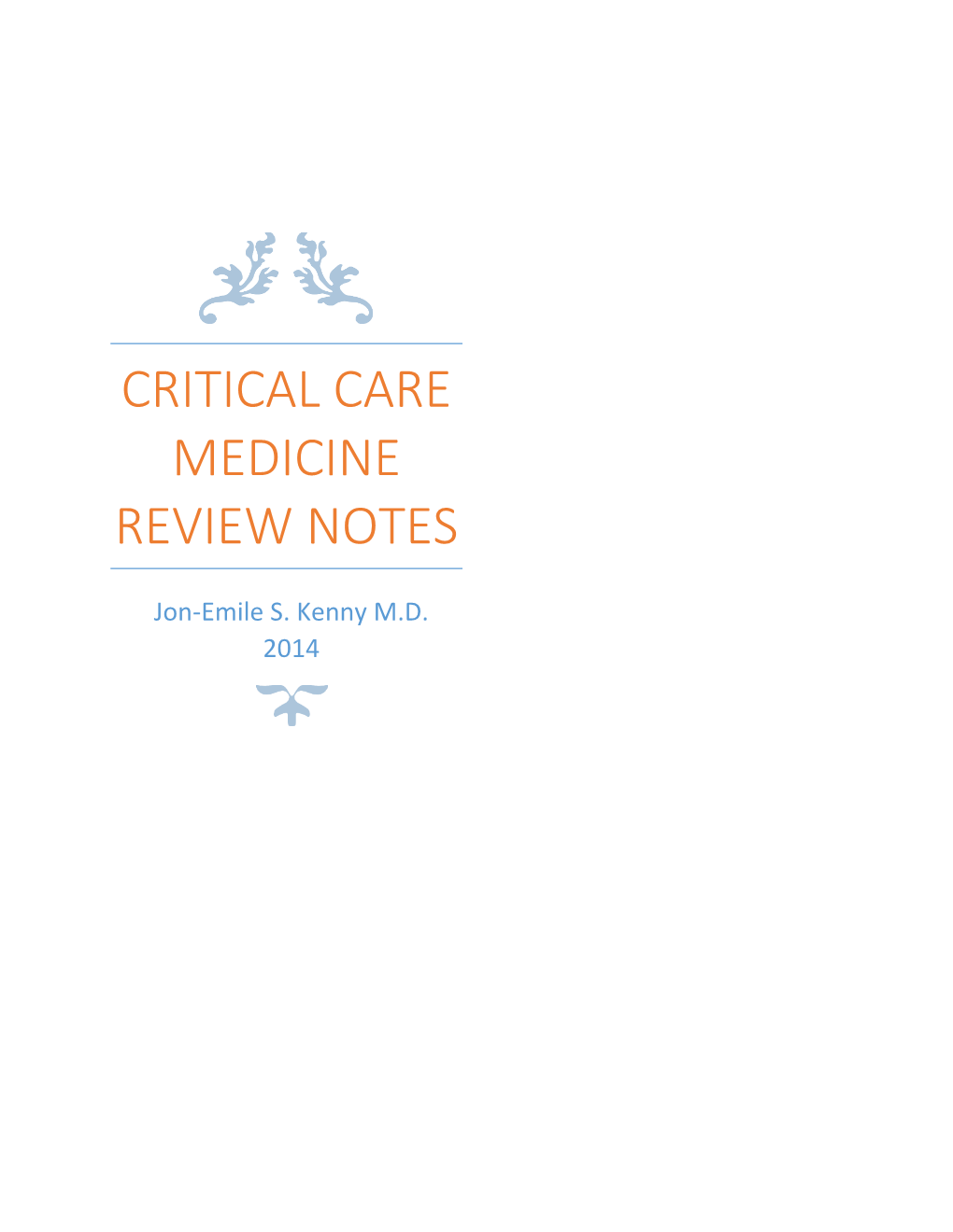 Critical Care Medicine Review Notes