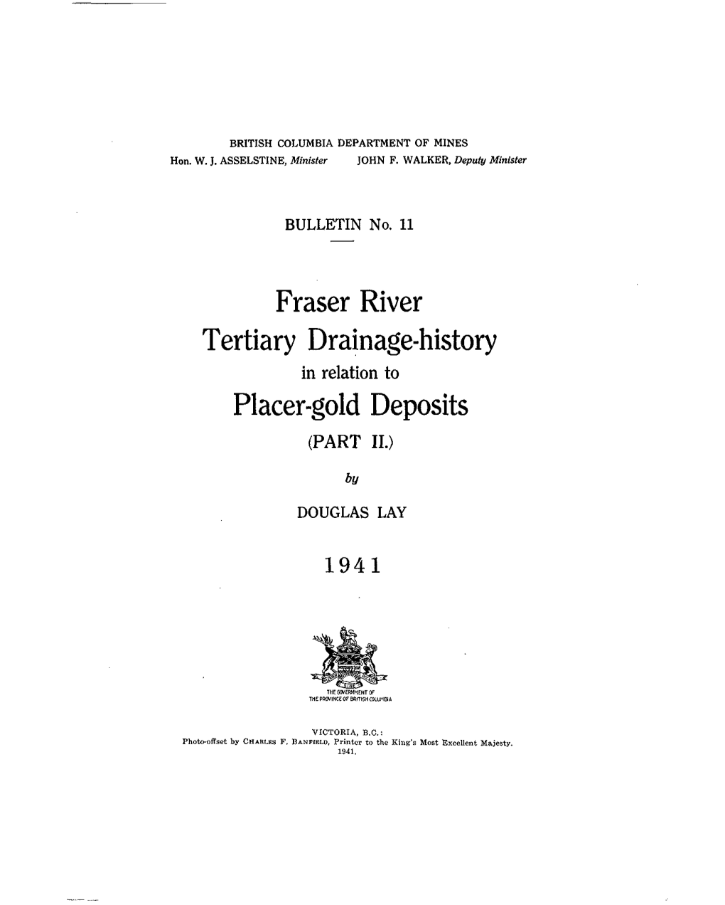 Fraser River Tertiary Drainage-History Placer-Gold Deposits