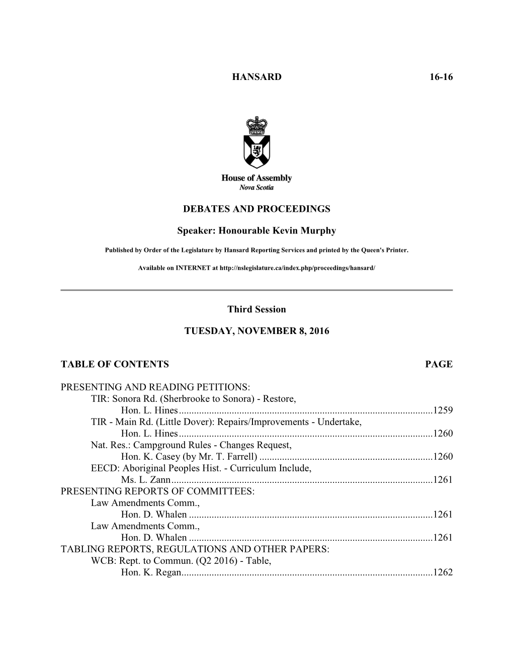 Legislative Proceedings