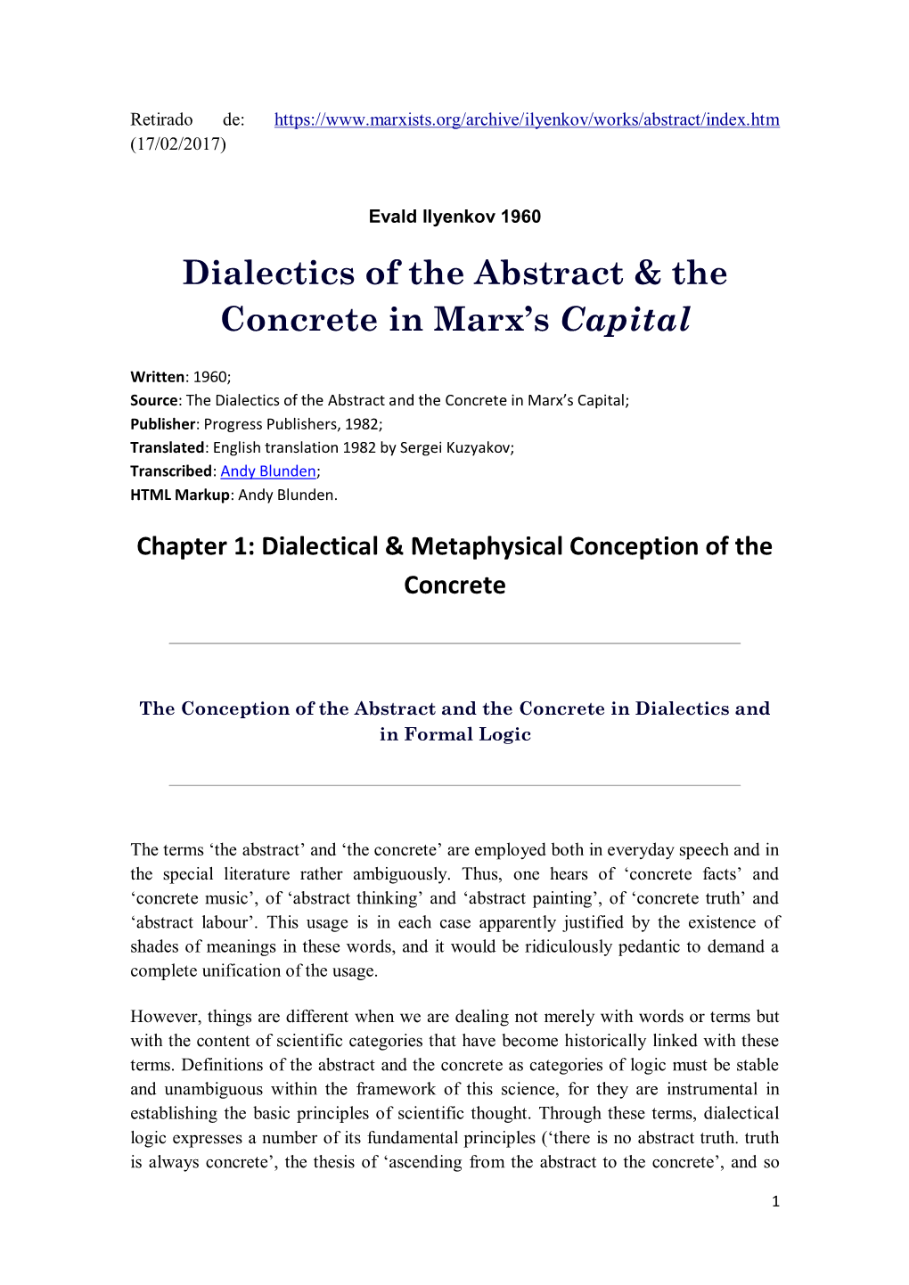 Dialectics of the Abstract & the Concrete in Marx's Capital