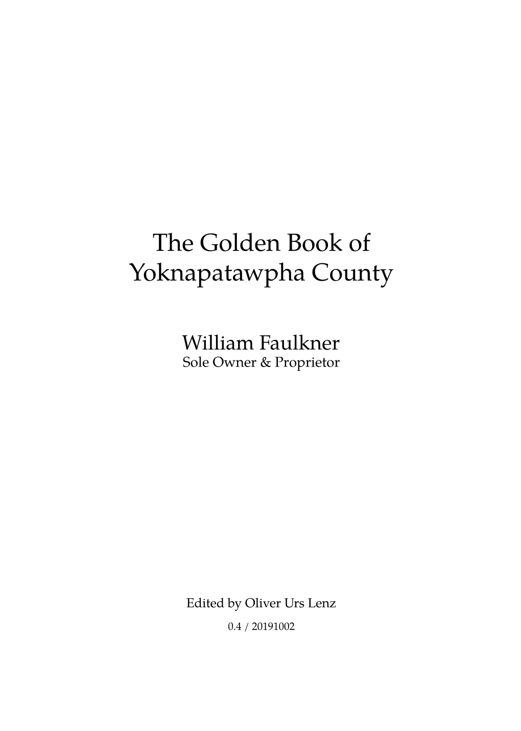 The Golden Book of Yoknapatawpha County