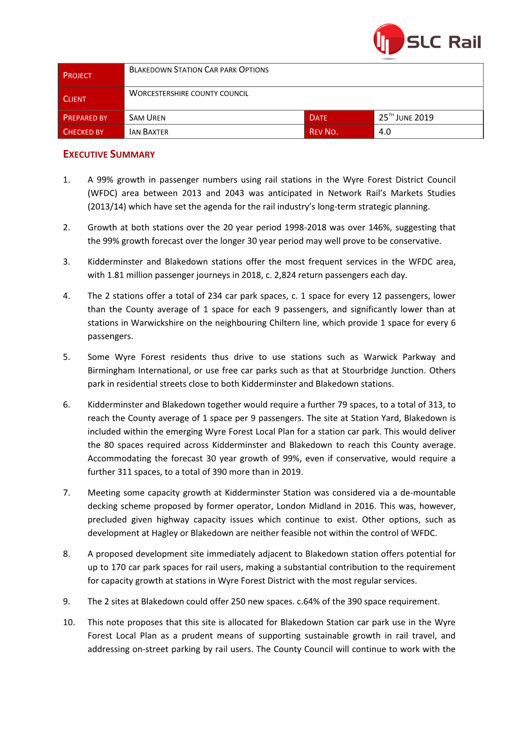 Report: Agenda Item 5 Appendix 4 Blakedown Station Car Park Needs