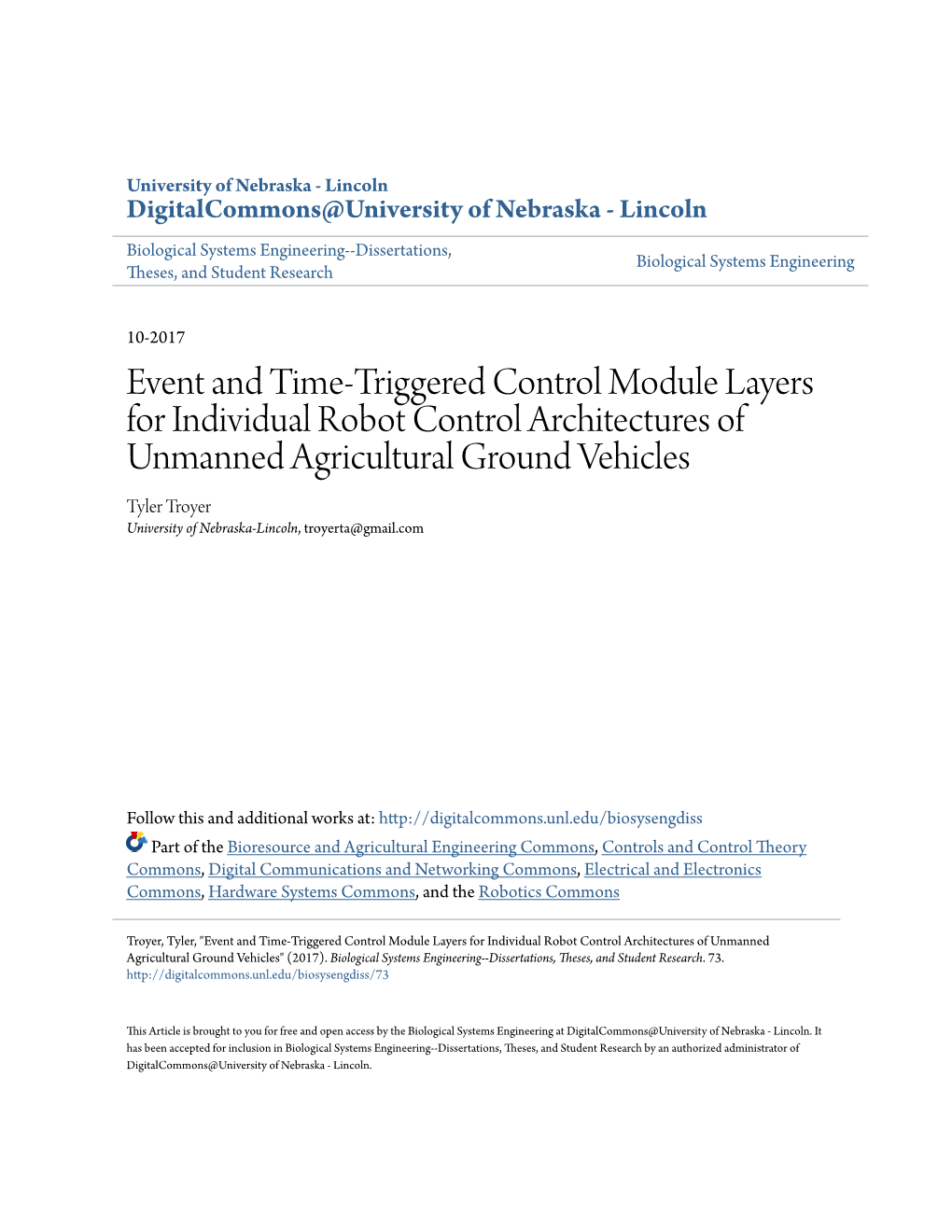 Event and Time-Triggered Control Module Layers for Individual Robot