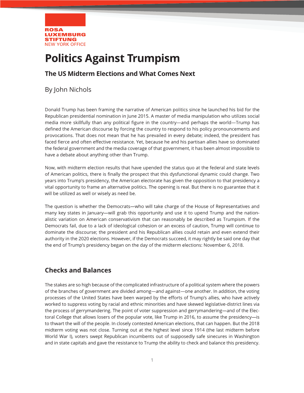 Politics Against Trumpism the US Midterm Elections and What Comes Next