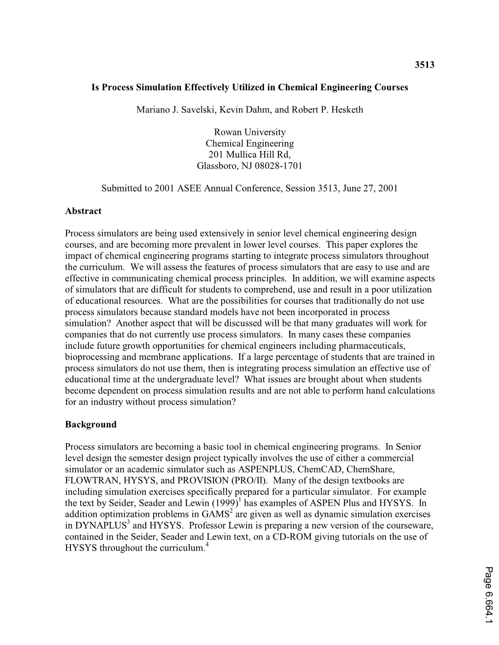 Is Process Simulation Effectively Utilized in Chemical Engineering Courses