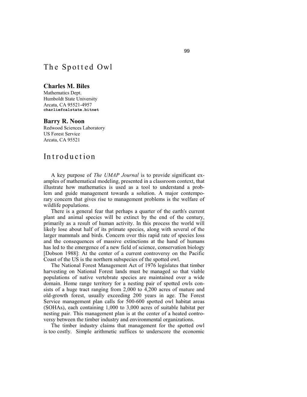 The Spotted Owl Introduction