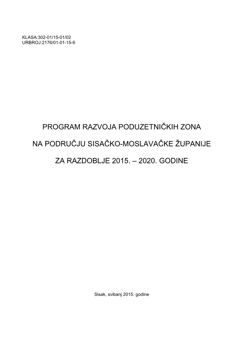 Program Razvoja Poduzetničkih Zona Na Području Sisačko-Moslavačke