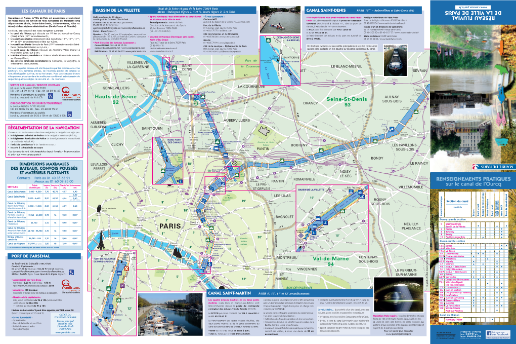 RENSEIGNEMENTS PRATIQUES Sur Le Canal De L'ourcq RÉSEAU