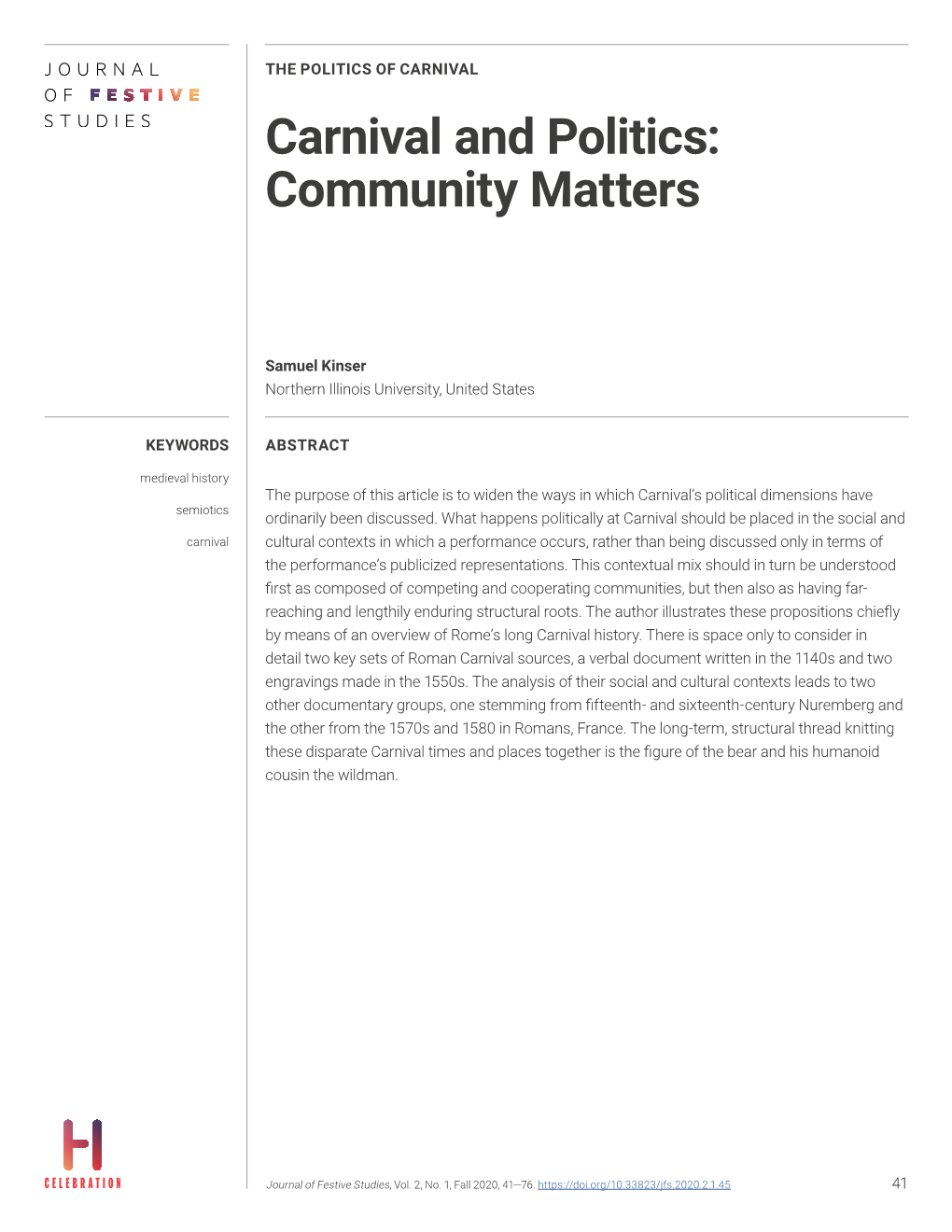 Carnival and Politics: Community Matters