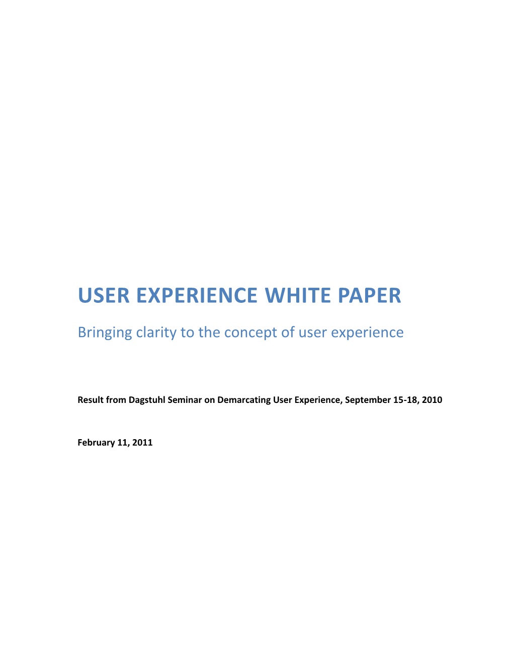 User Experience White Paper