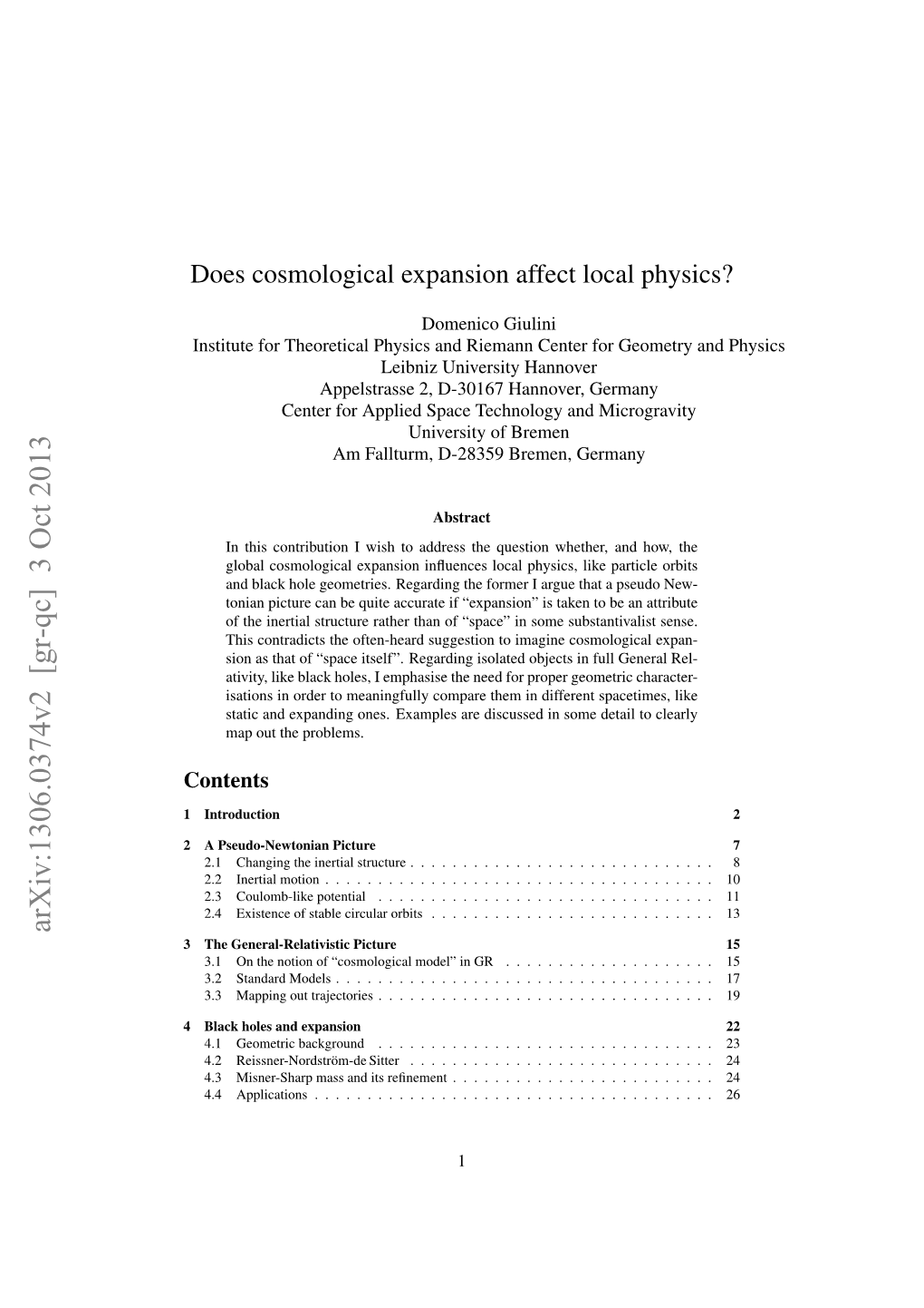Does Cosmological Expansion Affect Local Physics?