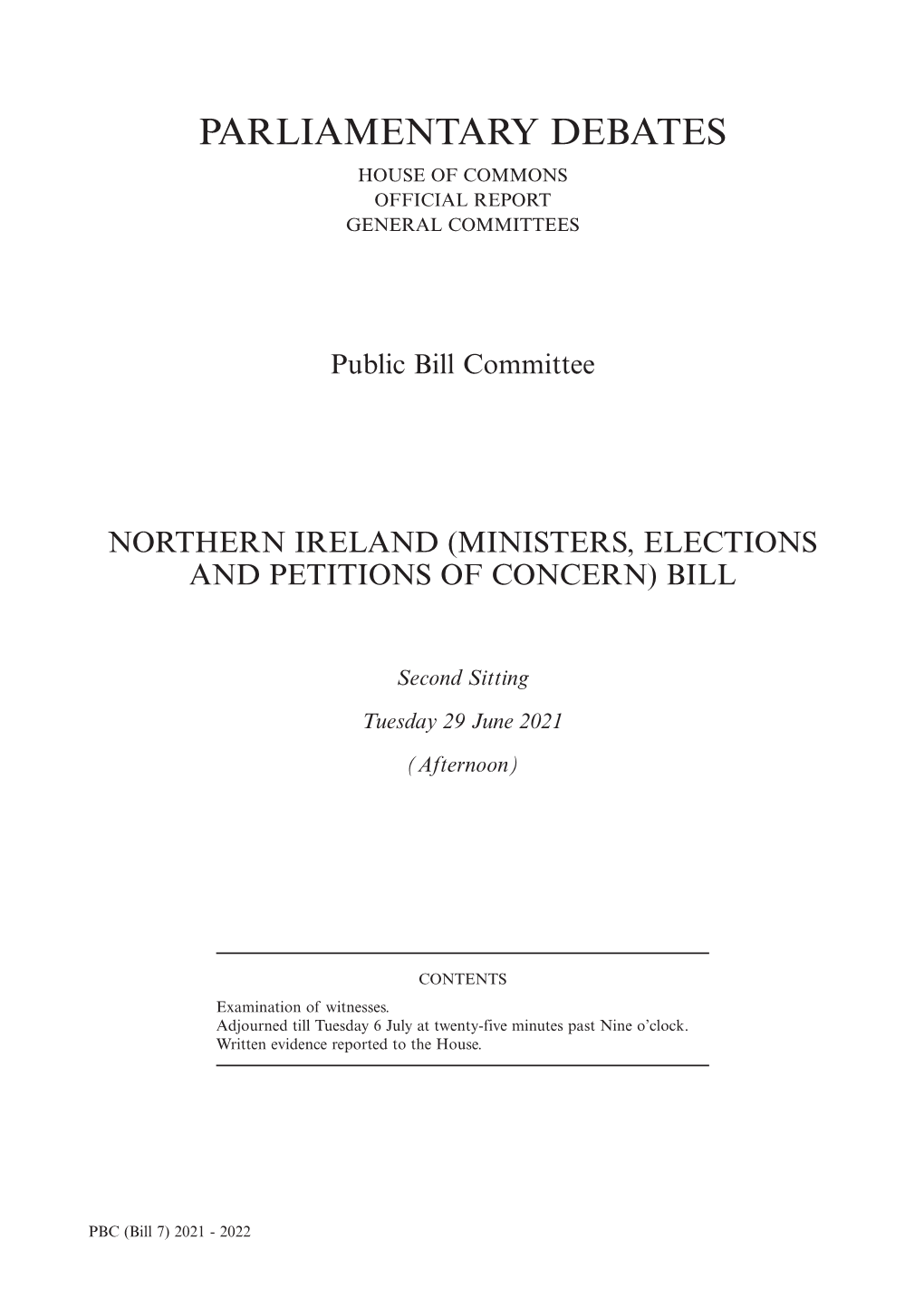 Northern Ireland (Ministers, Elections and Petitions of Concern) Bill