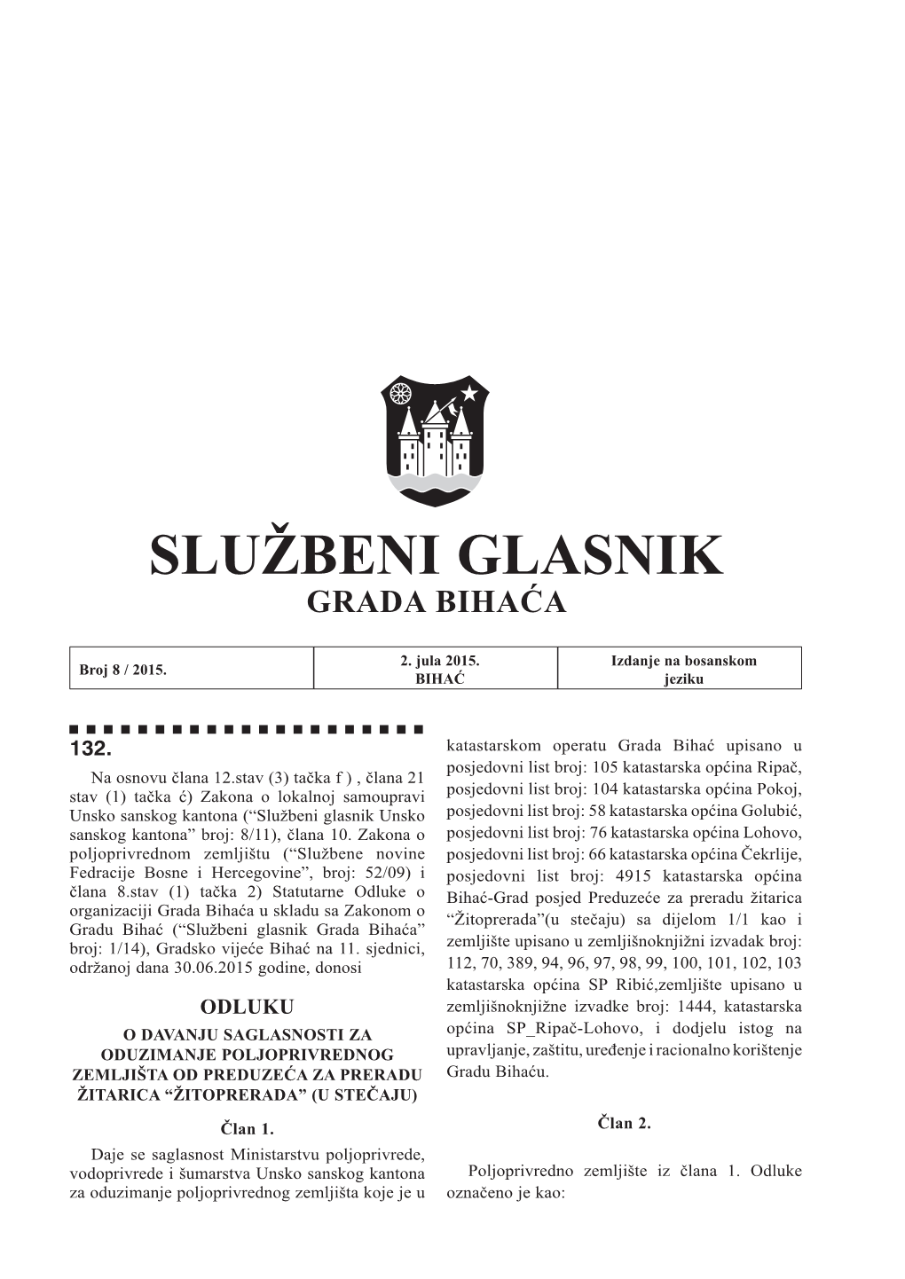 Službeni Glasnik Grada Bihaća