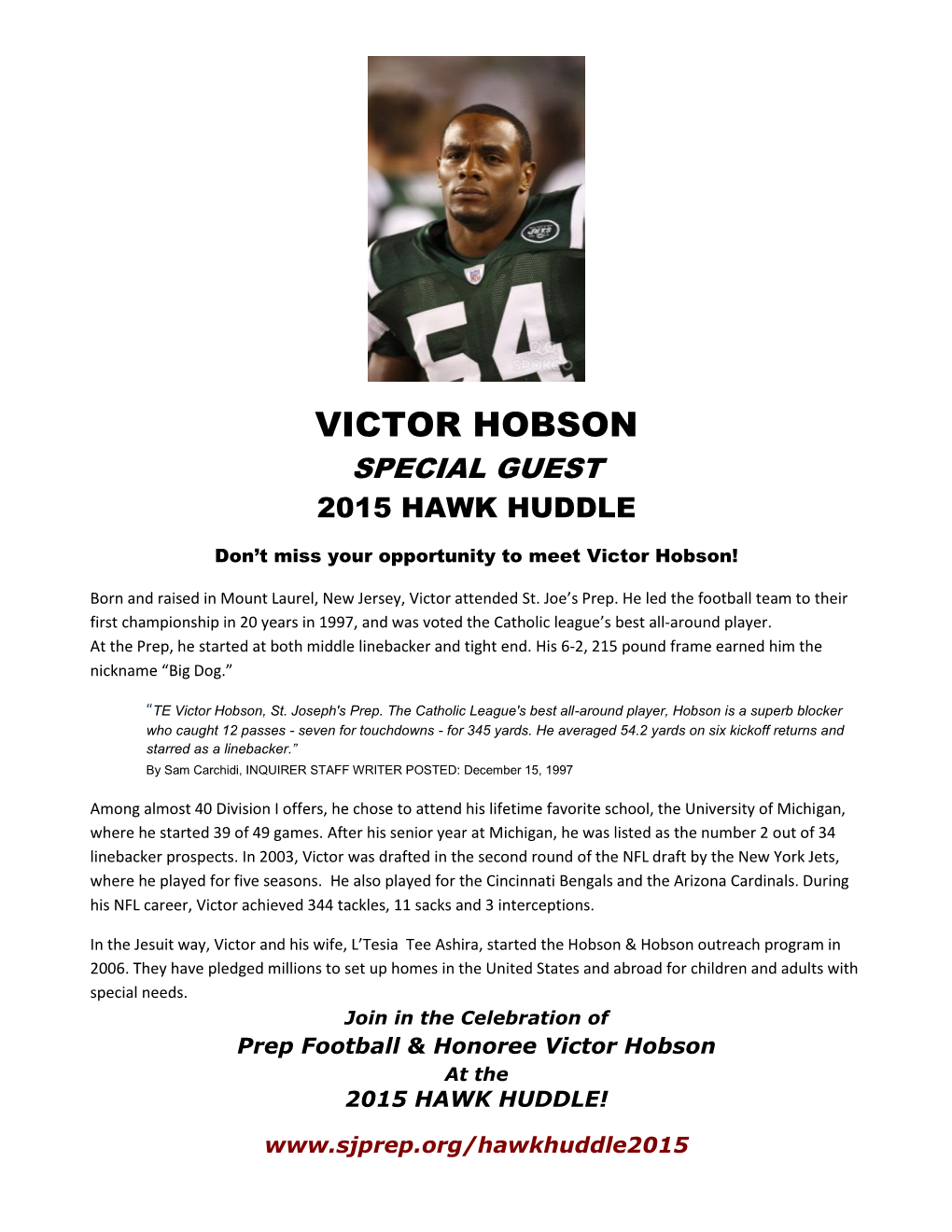 Victor Hobson Special Guest 2015 Hawk Huddle