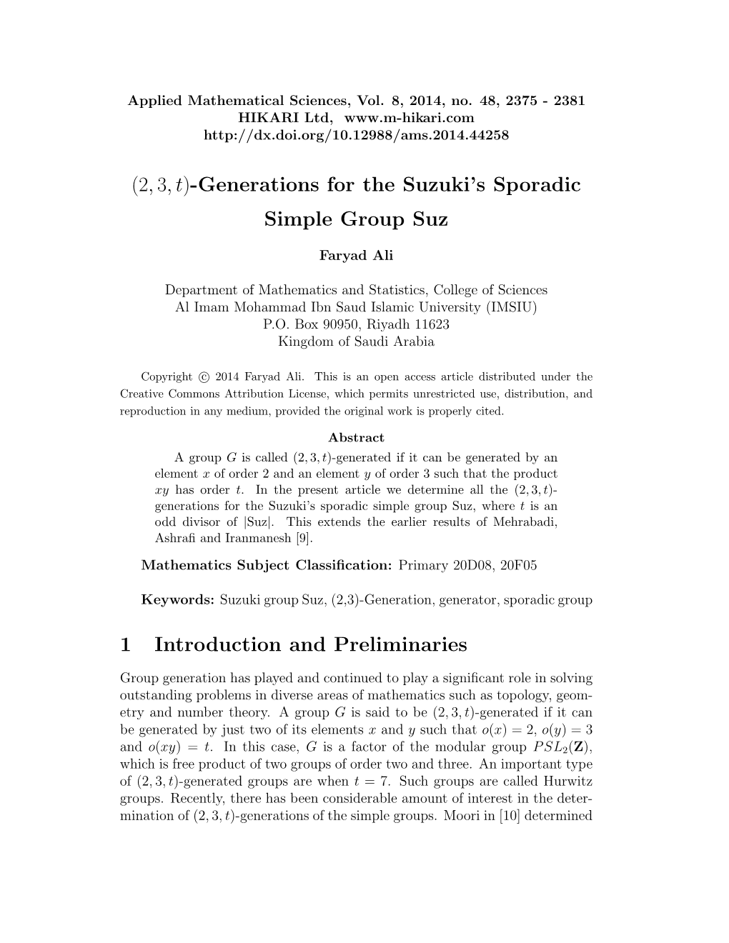 Generations for the Suzuki's Sporadic Simple Group