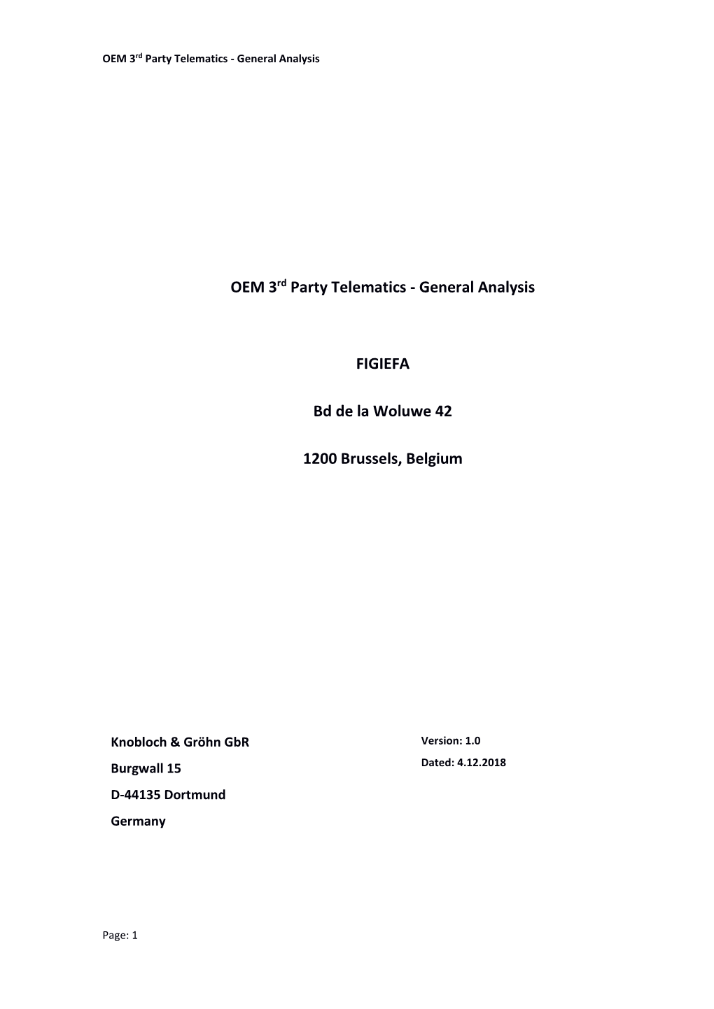 OEM 3Rd Party Telematics - General Analysis