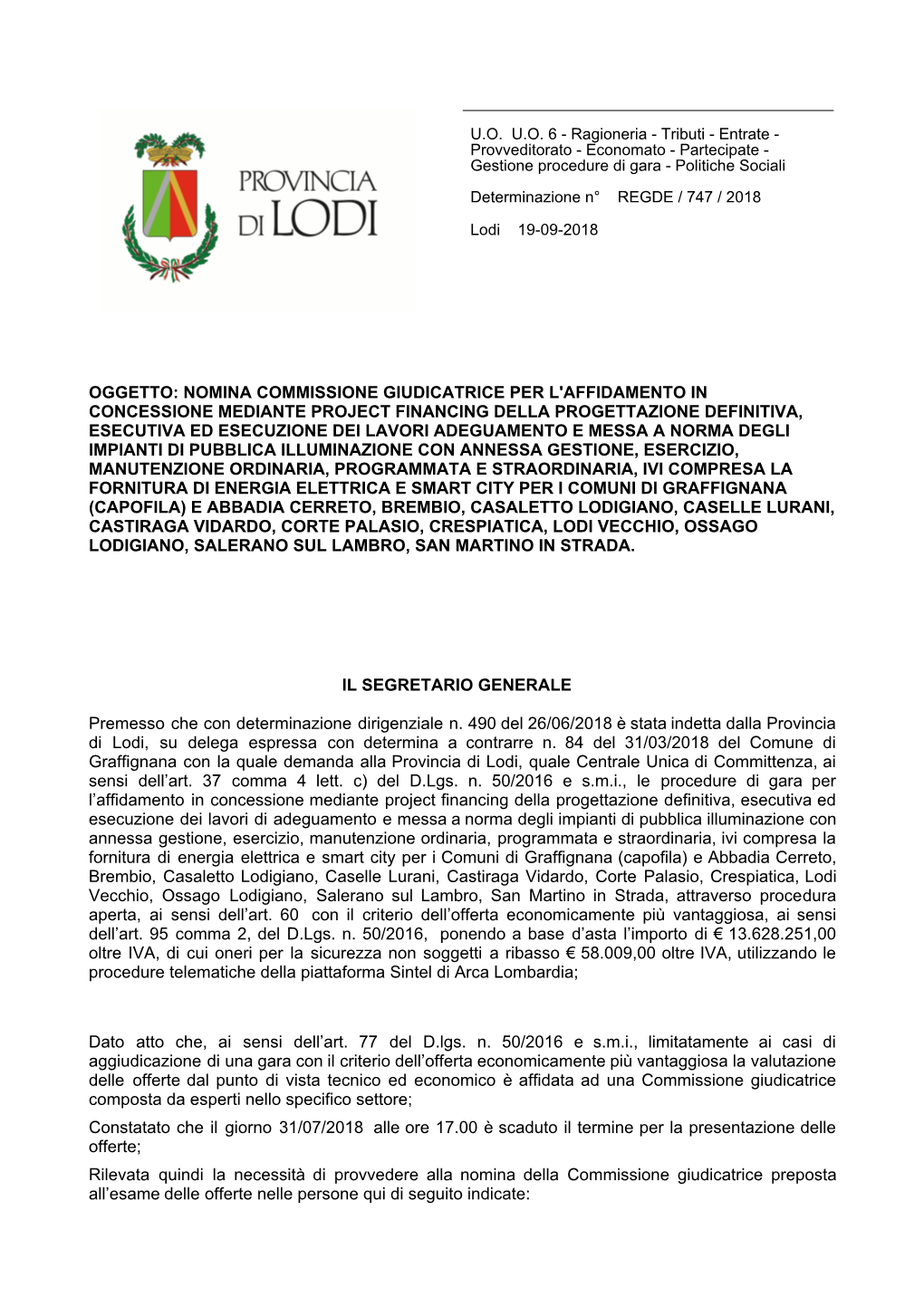 Nomina Commissione Giudicatrice