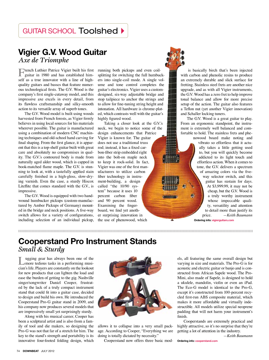 Cooperstand Pro Instrument Stands Vigier G.V. Wood Guitar