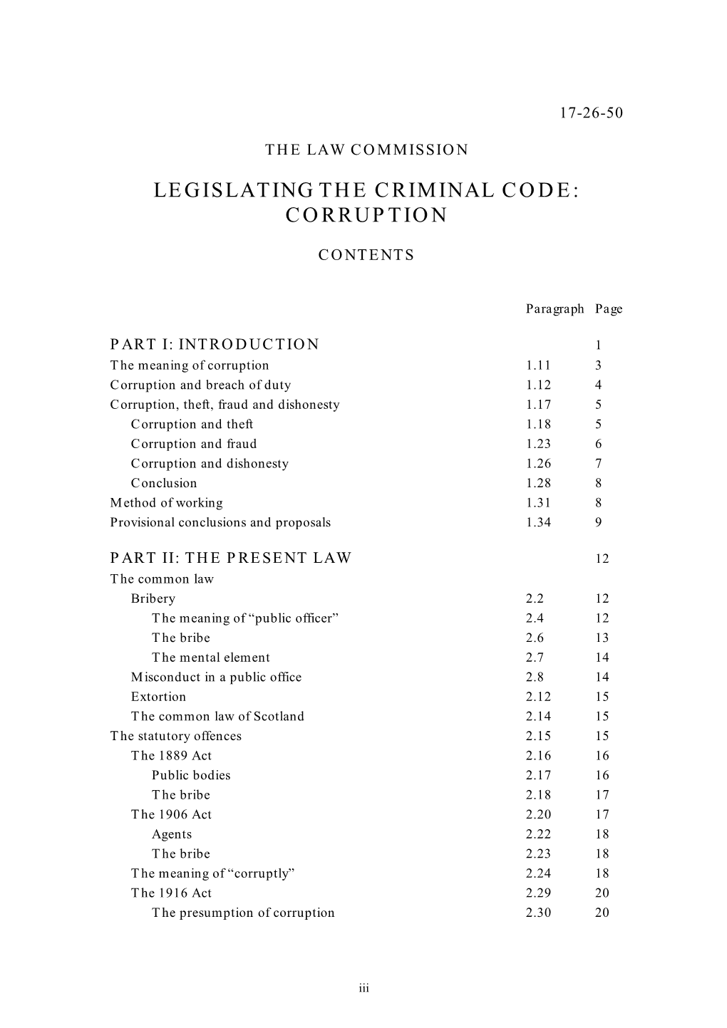 Legislating the Criminal Code: Corruption