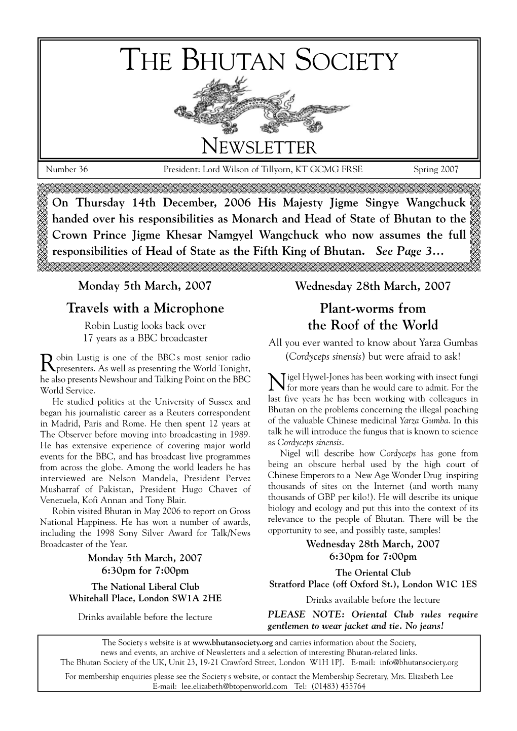 Newsletter 36 (Spring 2007)