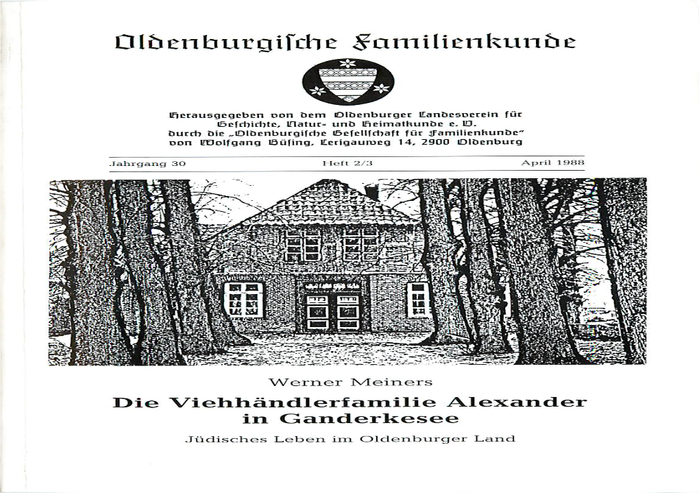 Die Viehhändlerfamilie Alexander in Ganderkesee Jüdisches Leben Im Oldenburger Land