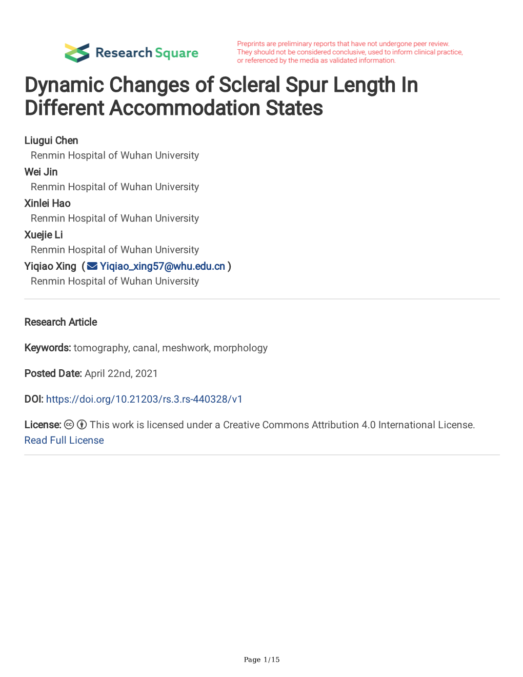 Dynamic Changes of Scleral Spur Length in Different Accommodation States