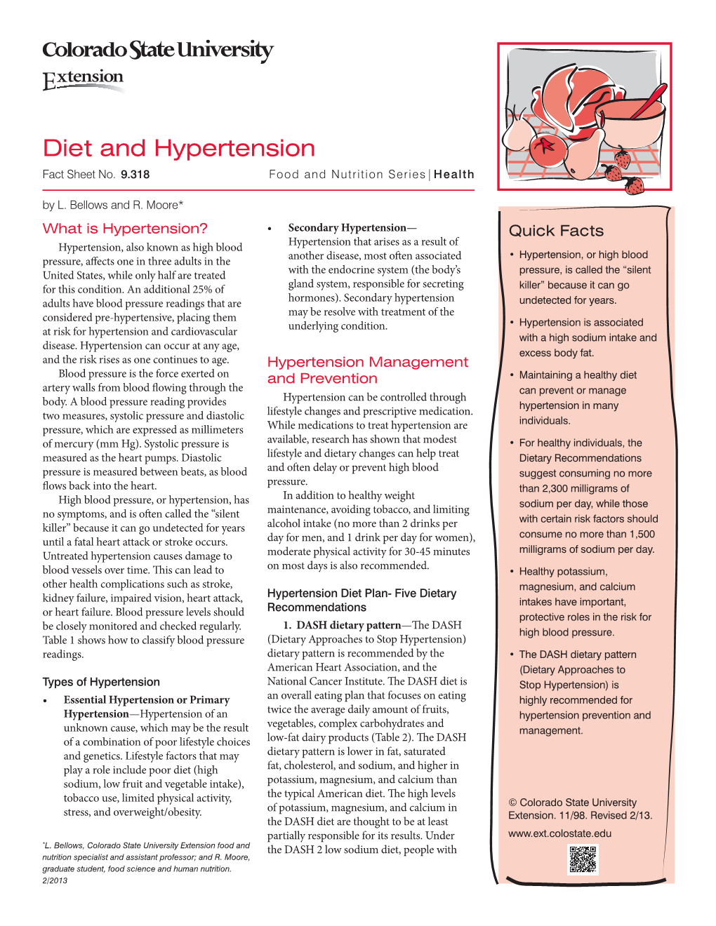 Diet and Hypertension Fact Sheet No